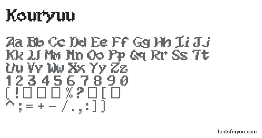 A fonte Kouryuu – alfabeto, números, caracteres especiais