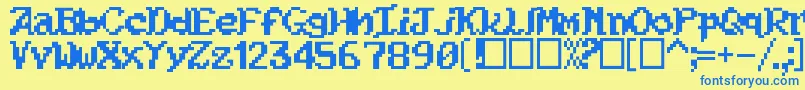 Kouryuu Font – Blue Fonts on Yellow Background