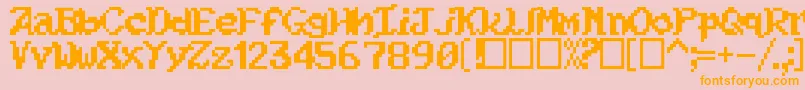 フォントKouryuu – オレンジの文字がピンクの背景にあります。