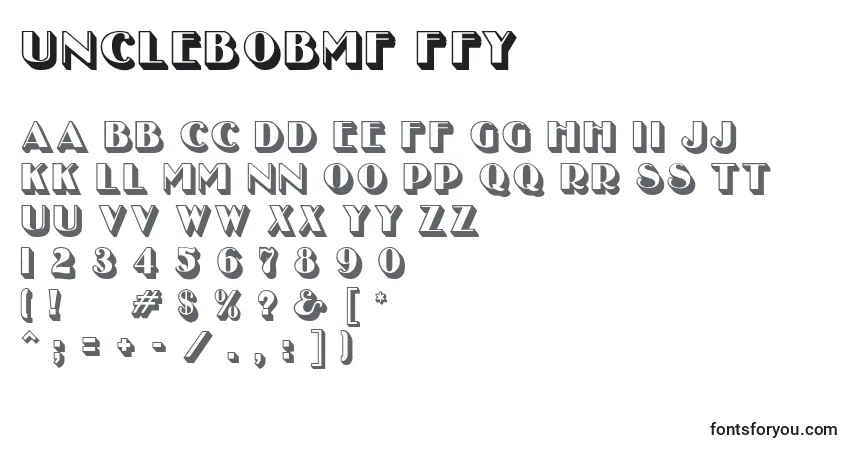 Czcionka Unclebobmf ffy – alfabet, cyfry, specjalne znaki