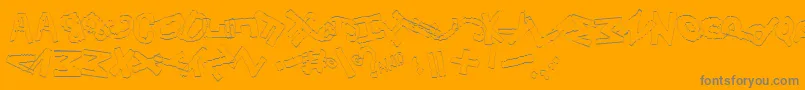 YesOutlinerotated-Schriftart – Graue Schriften auf orangefarbenem Hintergrund