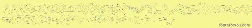 YesOutlinerotated Font – Gray Fonts on Yellow Background