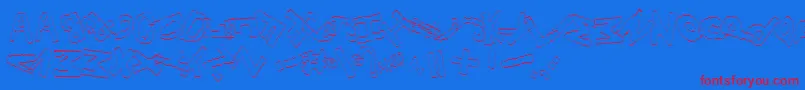 YesOutlinerotated Font – Red Fonts on Blue Background