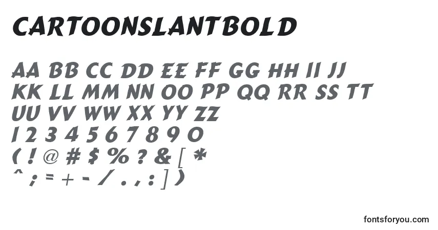 Schriftart CartoonSlantBold – Alphabet, Zahlen, spezielle Symbole