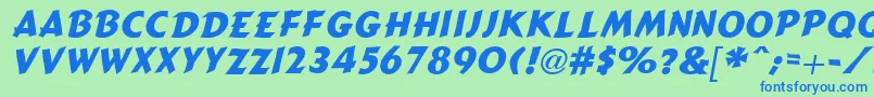 CartoonSlantBold-Schriftart – Blaue Schriften auf grünem Hintergrund