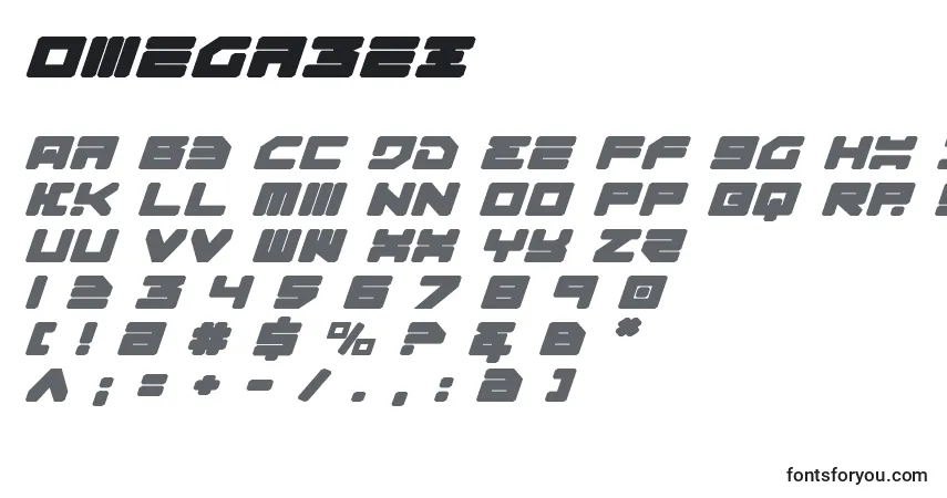 Czcionka Omega3ei – alfabet, cyfry, specjalne znaki