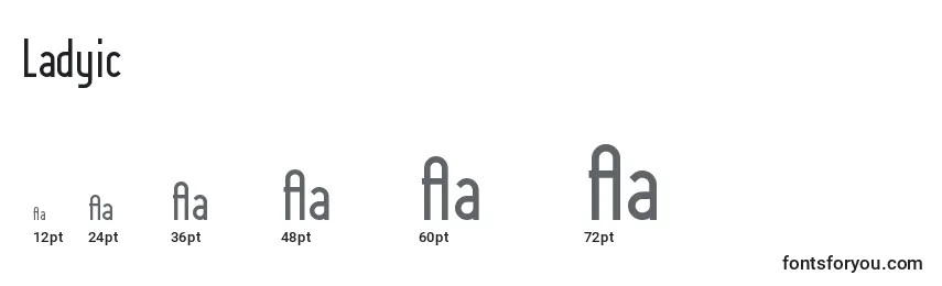sizes of ladyic font, ladyic sizes