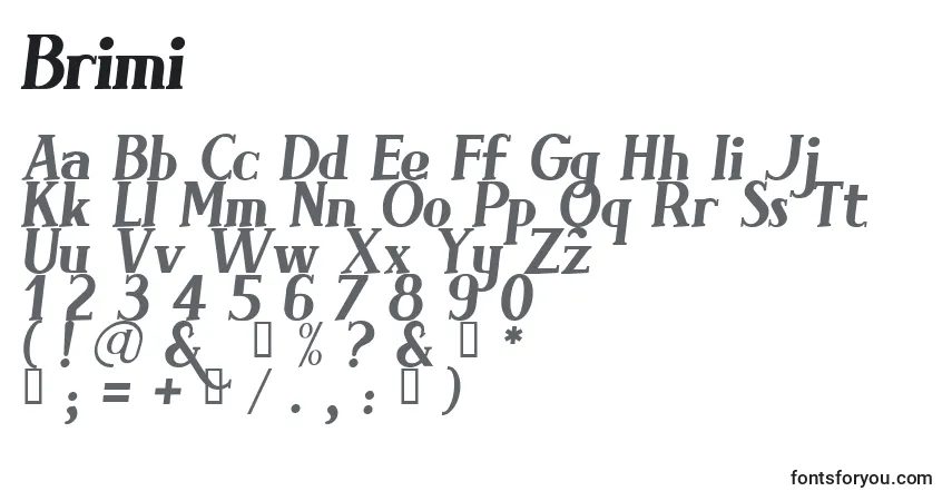 characters of brimi font, letter of brimi font, alphabet of  brimi font