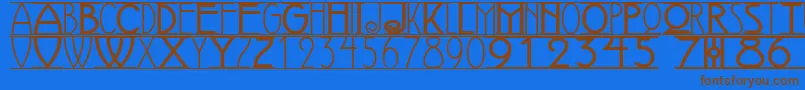 AvignonNf-Schriftart – Braune Schriften auf blauem Hintergrund