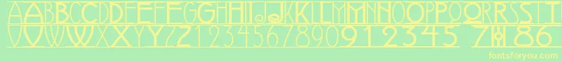 AvignonNf Font – Yellow Fonts on Green Background