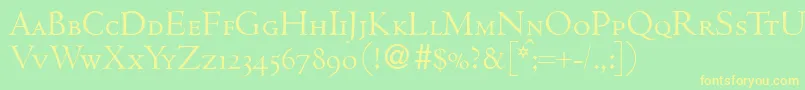 CenturcapsdbNormal-Schriftart – Gelbe Schriften auf grünem Hintergrund