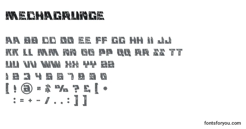 Czcionka Mechagrunge – alfabet, cyfry, specjalne znaki