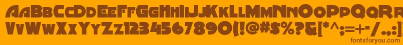 Minstrel-Schriftart – Braune Schriften auf orangefarbenem Hintergrund