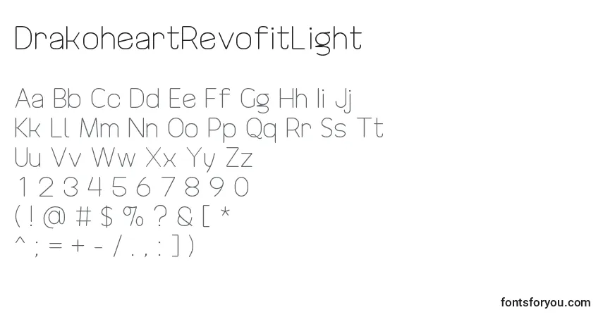 Schriftart DrakoheartRevofitLight – Alphabet, Zahlen, spezielle Symbole