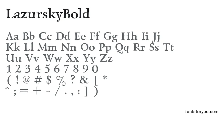 Czcionka LazurskyBold – alfabet, cyfry, specjalne znaki