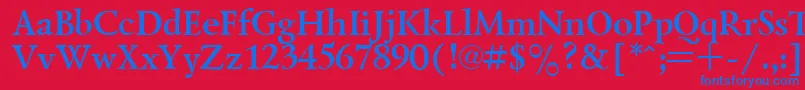 フォントLazurskyBold – 赤い背景に青い文字