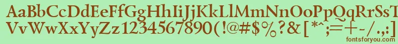 フォントLazurskyBold – 緑の背景に茶色のフォント