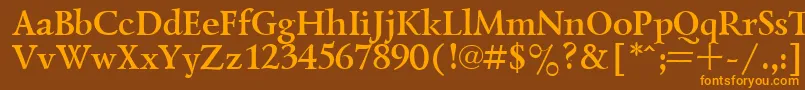 フォントLazurskyBold – オレンジ色の文字が茶色の背景にあります。