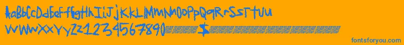Jagededge Font – Blue Fonts on Orange Background