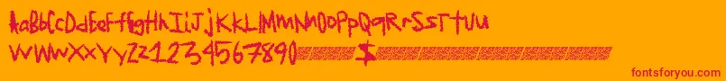 Jagededge-Schriftart – Rote Schriften auf orangefarbenem Hintergrund