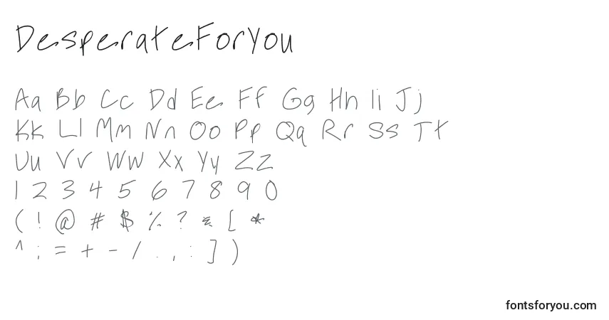 Шрифт DesperateForYou – алфавит, цифры, специальные символы