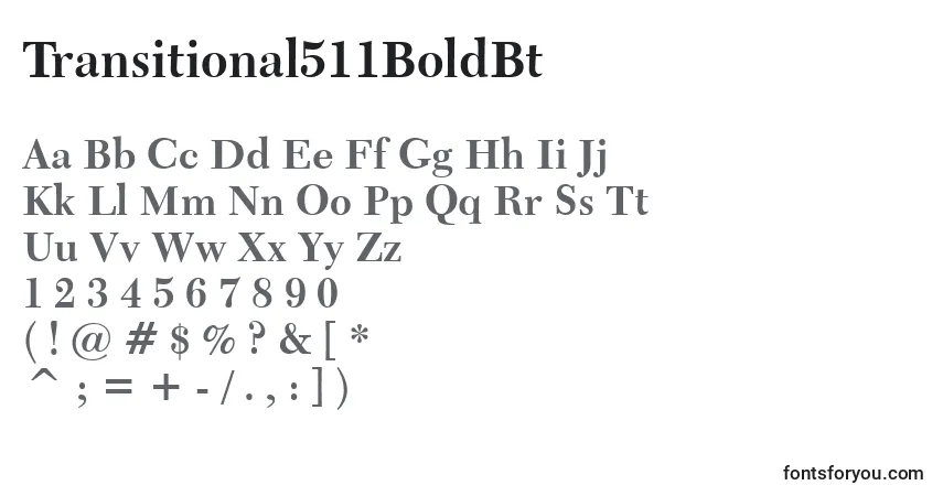 A fonte Transitional511BoldBt – alfabeto, números, caracteres especiais