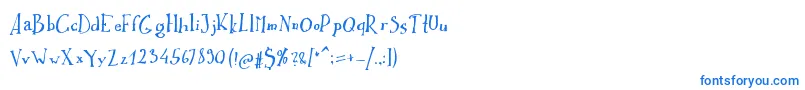 フォントIkusuteito – 白い背景に青い文字