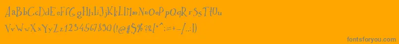 Ikusuteito-Schriftart – Graue Schriften auf orangefarbenem Hintergrund