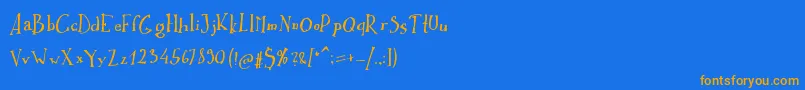 Ikusuteito Font – Orange Fonts on Blue Background