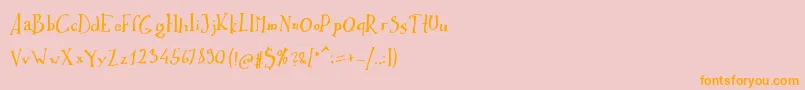 フォントIkusuteito – オレンジの文字がピンクの背景にあります。