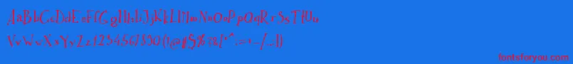 Ikusuteito Font – Red Fonts on Blue Background