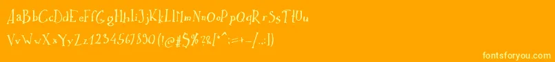 フォントIkusuteito – オレンジの背景に黄色の文字