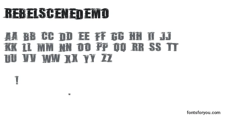 Шрифт RebelSceneDemo – алфавит, цифры, специальные символы