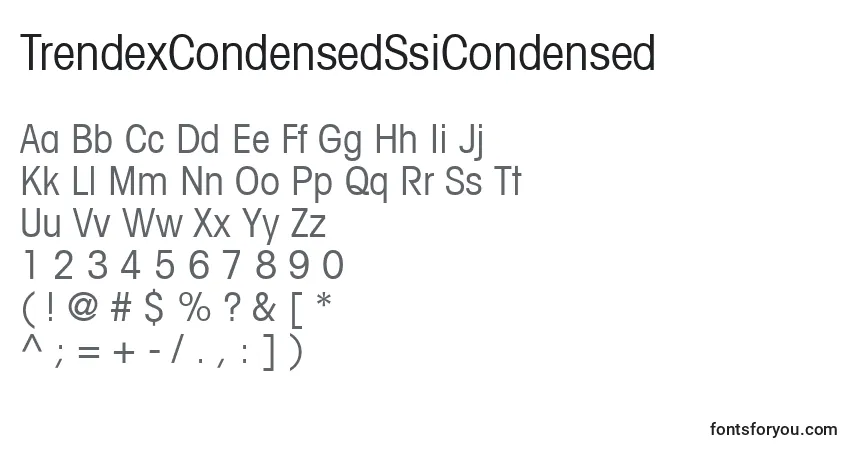 A fonte TrendexCondensedSsiCondensed – alfabeto, números, caracteres especiais