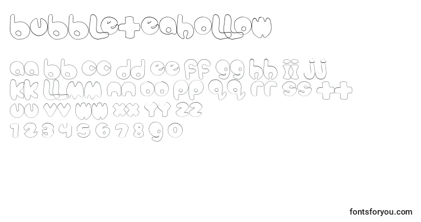 Czcionka BubbleteaHollow – alfabet, cyfry, specjalne znaki