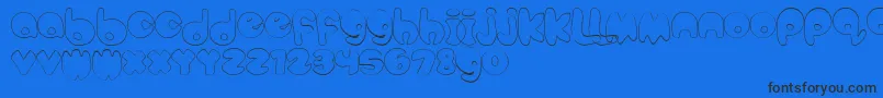 Czcionka BubbleteaHollow – czarne czcionki na niebieskim tle
