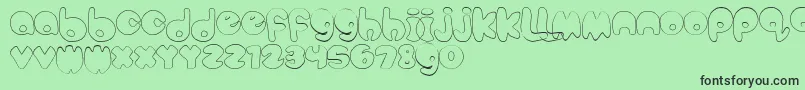 BubbleteaHollow-fontti – mustat fontit vihreällä taustalla