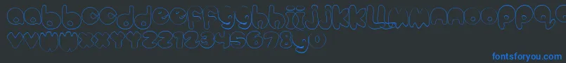 フォントBubbleteaHollow – 黒い背景に青い文字