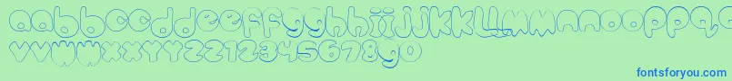 BubbleteaHollow Font – Blue Fonts on Green Background