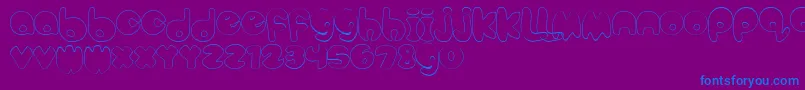 Fonte BubbleteaHollow – fontes azuis em um fundo violeta