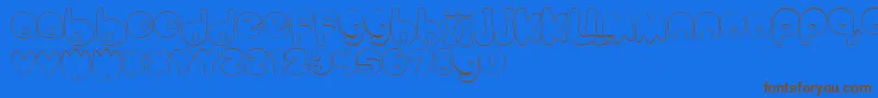 BubbleteaHollow-Schriftart – Braune Schriften auf blauem Hintergrund