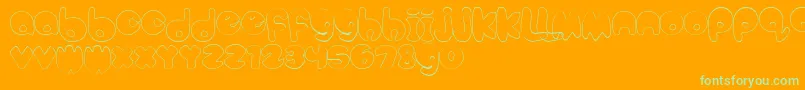 BubbleteaHollow-Schriftart – Grüne Schriften auf orangefarbenem Hintergrund