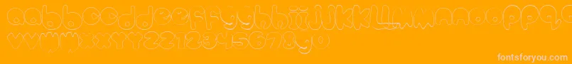 BubbleteaHollow-Schriftart – Rosa Schriften auf orangefarbenem Hintergrund