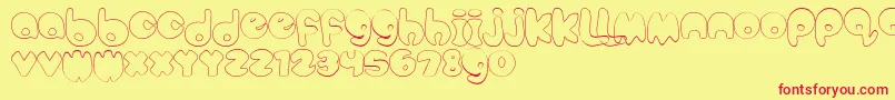 BubbleteaHollow Font – Red Fonts on Yellow Background