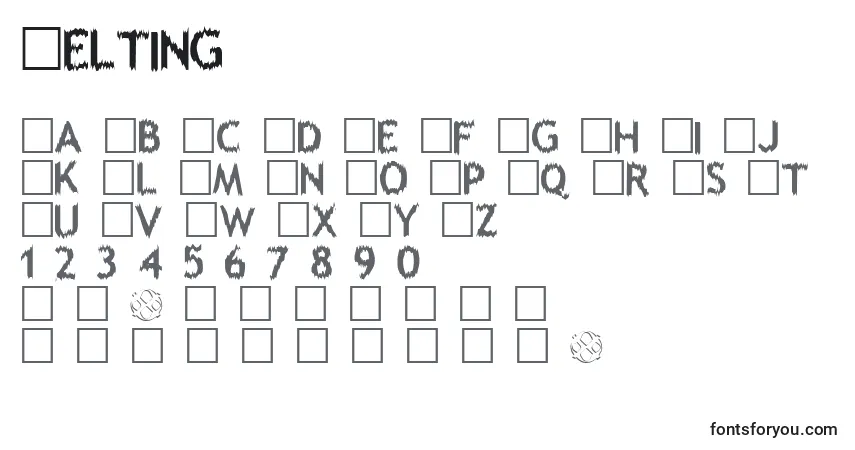Schriftart Melting – Alphabet, Zahlen, spezielle Symbole