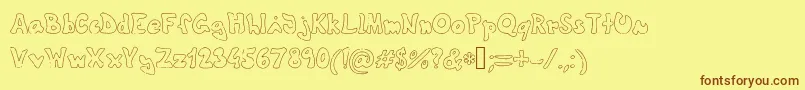 Theshyfamilyoutlinefont Font – Brown Fonts on Yellow Background