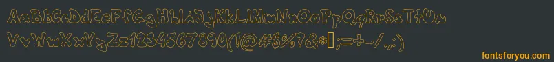 Шрифт Theshyfamilyoutlinefont – оранжевые шрифты на чёрном фоне