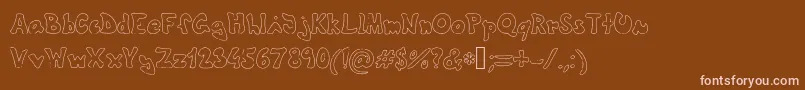 Theshyfamilyoutlinefont-Schriftart – Rosa Schriften auf braunem Hintergrund