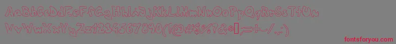 Weitere Informationen zur Theshyfamilyoutlinefont-Schriftart Theshyfamilyoutlinefont-Schriftart – Rote Schriften auf grauem Hintergrund