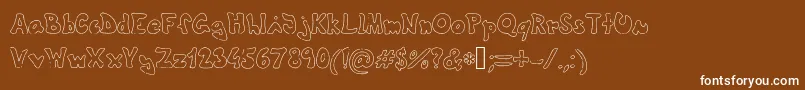 フォントTheshyfamilyoutlinefont – 茶色の背景に白い文字